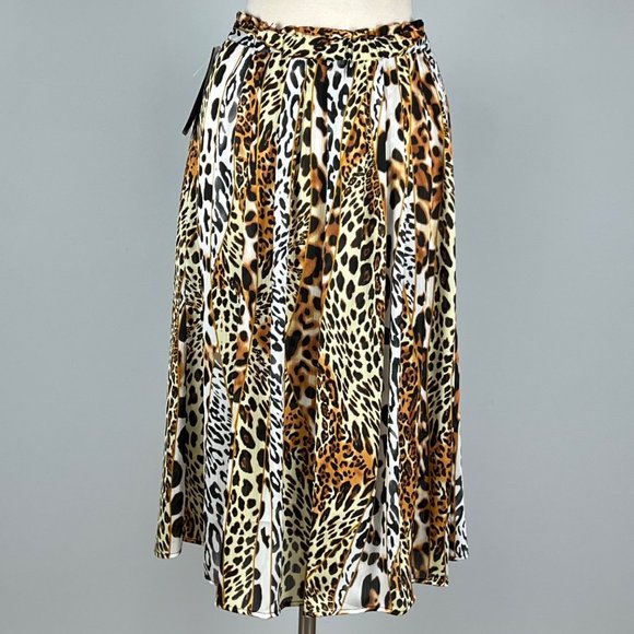 Peter Nygard Animal Leopard Print Button Front Long Skirt Size Small Petite - Picture 5 of 10